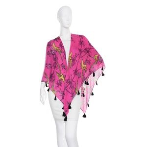 Florence Broadhurst Parakeet Viscose Oversize Square Tassel Scarf : New w/ Tags